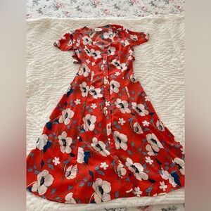 Floral Red Dress